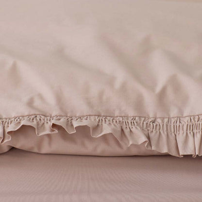 Solid Ruffle Garment Washed Cotton Percale Pillowcase Set