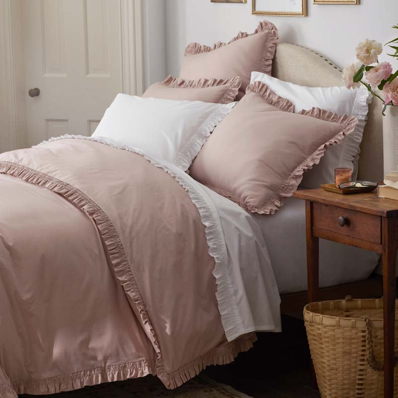 Solid Ruffle Garment Washed Cotton Percale Pillowcase Set