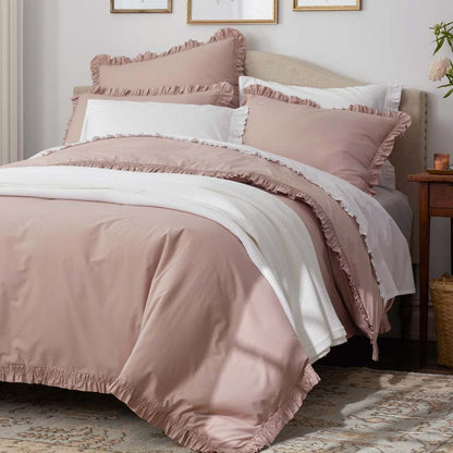 Solid Ruffle Garment Washed Cotton Percale Sham