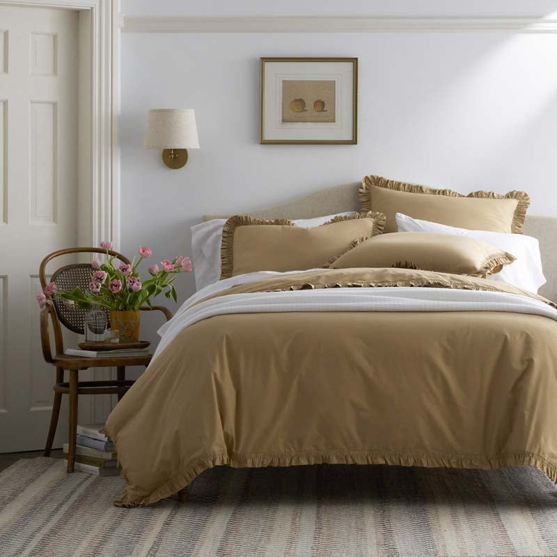 Solid Ruffle Garment Washed Cotton Percale Sham