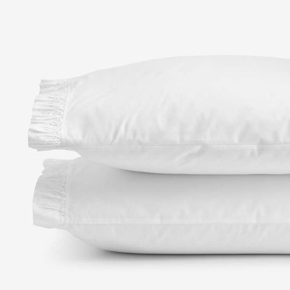 Solid Ruffle Garment Washed Cotton Percale Pillowcase Set