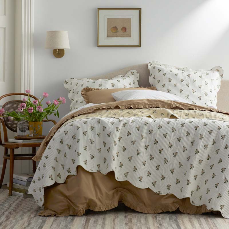 Solid Ruffle Garment Washed Cotton Percale Duvet Cover