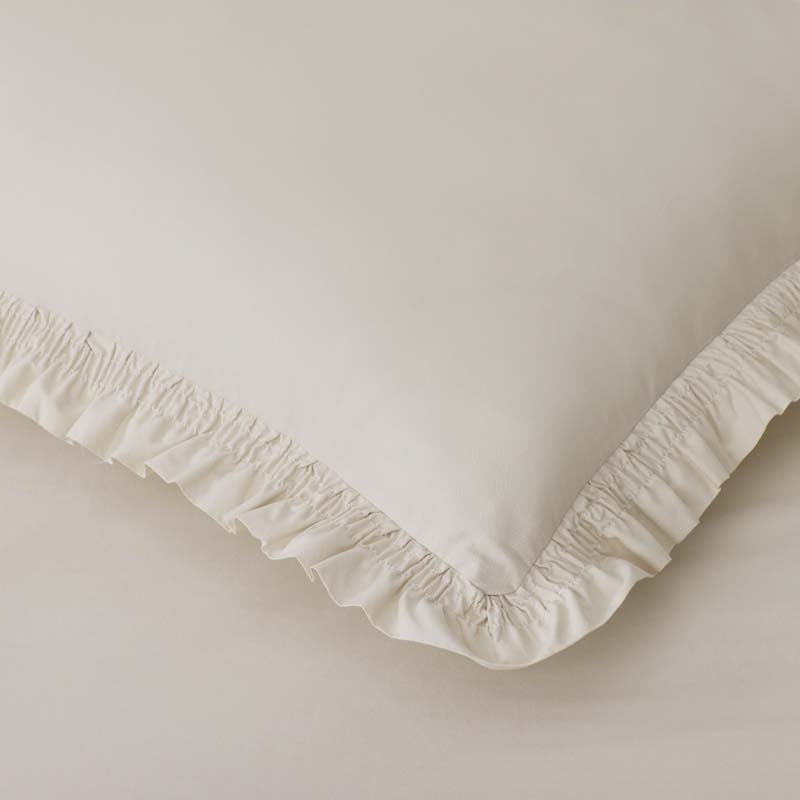 Solid Ruffle Garment Washed Cotton Percale Duvet Cover
