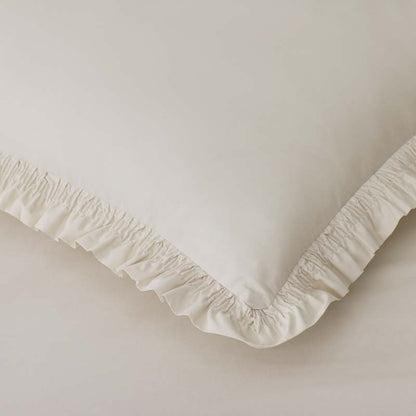 Solid Ruffle Garment Washed Cotton Percale Duvet Cover