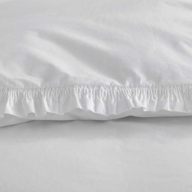 Solid Ruffle Garment Washed Cotton Percale Duvet Cover