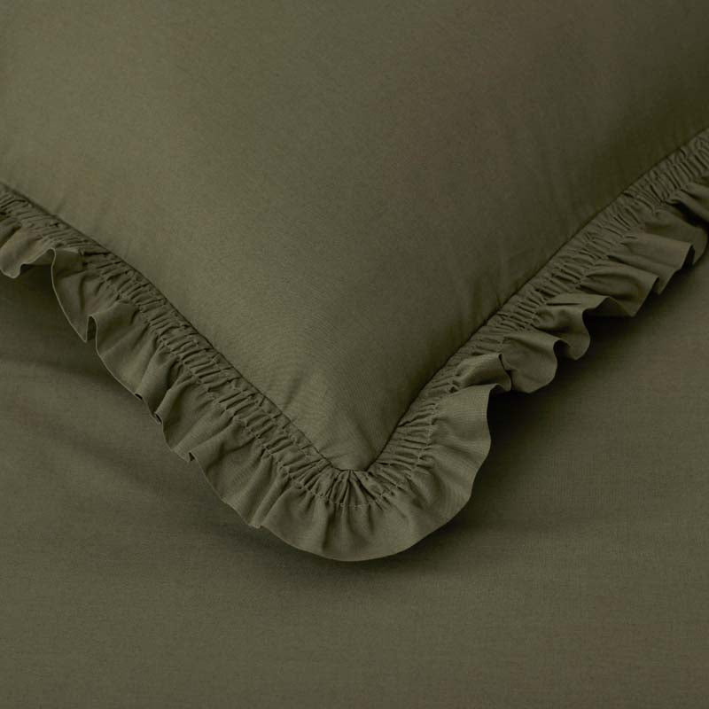 Solid Ruffle Garment Washed Cotton Percale Duvet Cover