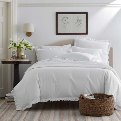 Solid Ruffle Garment Washed Cotton Percale Sham