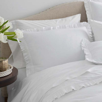 Solid Ruffle Garment Washed Cotton Percale Bed Sheet Set