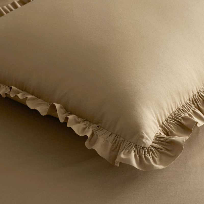 Solid Ruffle Garment Washed Cotton Percale Duvet Cover