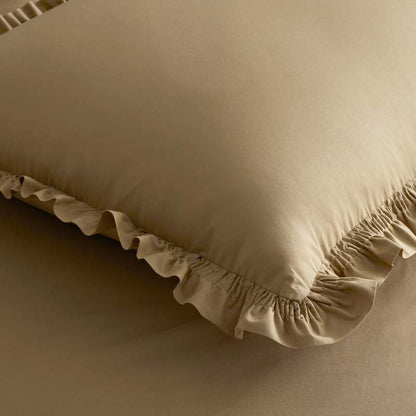 Solid Ruffle Garment Washed Cotton Percale Duvet Cover