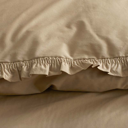 Solid Ruffle Garment Washed Cotton Percale Duvet Cover