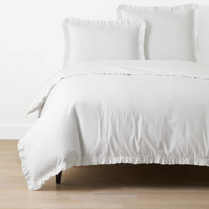 Solid Ruffle Garment Washed Cotton Percale Duvet Cover