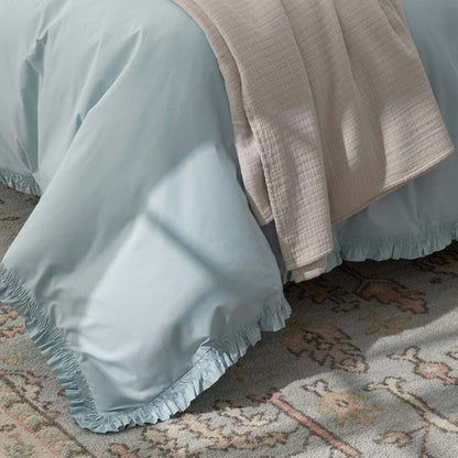 Solid Ruffle Garment Washed Cotton Percale Bed Sheet Set