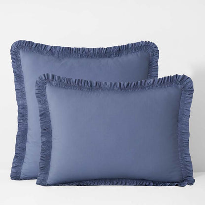 Solid Ruffle Garment Washed Cotton Percale Sham