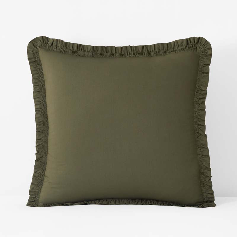 Solid Ruffle Garment Washed Cotton Percale Sham