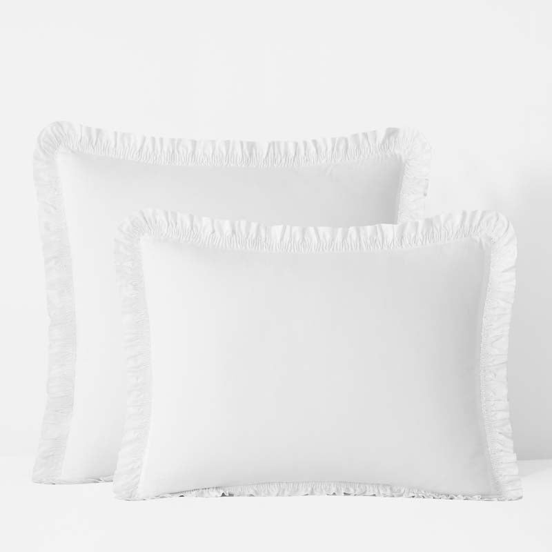 Solid Ruffle Garment Washed Cotton Percale Sham