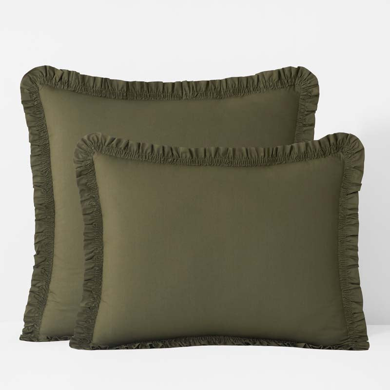 Solid Ruffle Garment Washed Cotton Percale Sham