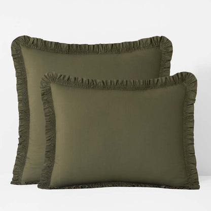 Solid Ruffle Garment Washed Cotton Percale Sham