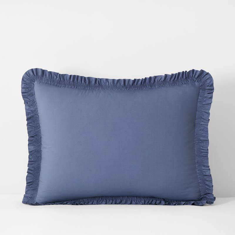 Solid Ruffle Garment Washed Cotton Percale Sham