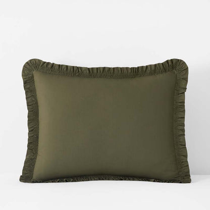 Solid Ruffle Garment Washed Cotton Percale Sham