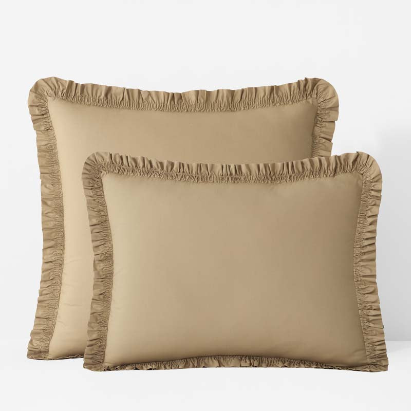 Solid Ruffle Garment Washed Cotton Percale Sham