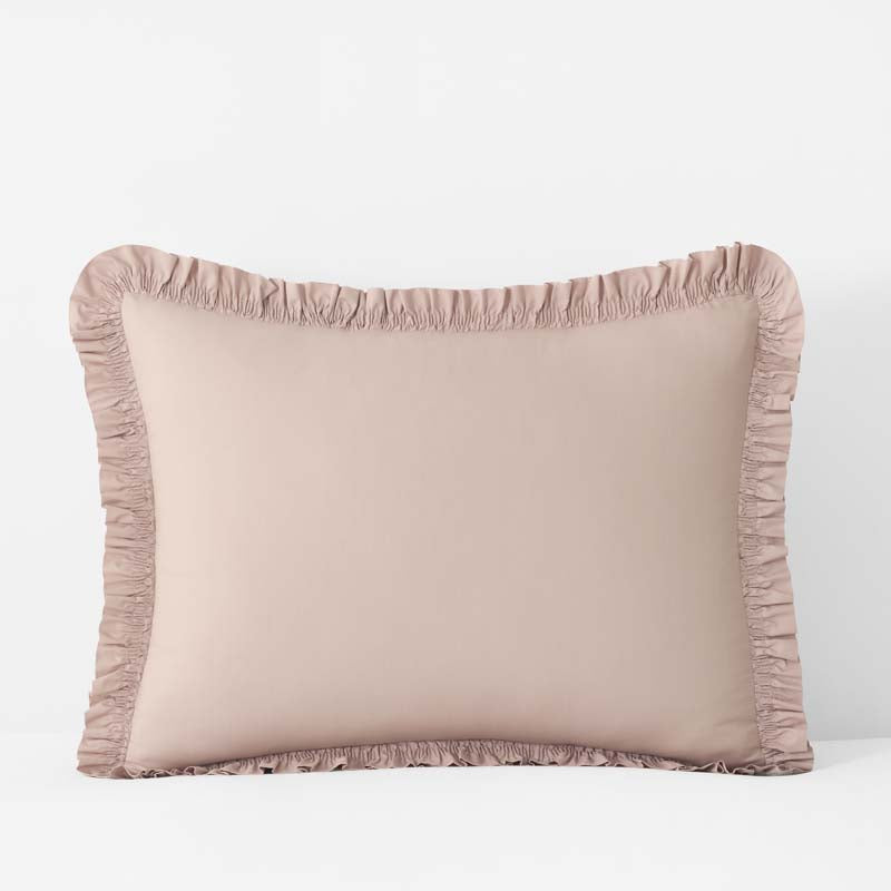 Solid Ruffle Garment Washed Cotton Percale Sham