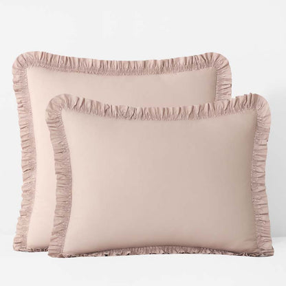 Solid Ruffle Garment Washed Cotton Percale Sham