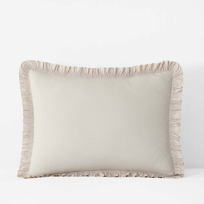 Solid Ruffle Garment Washed Cotton Percale Sham