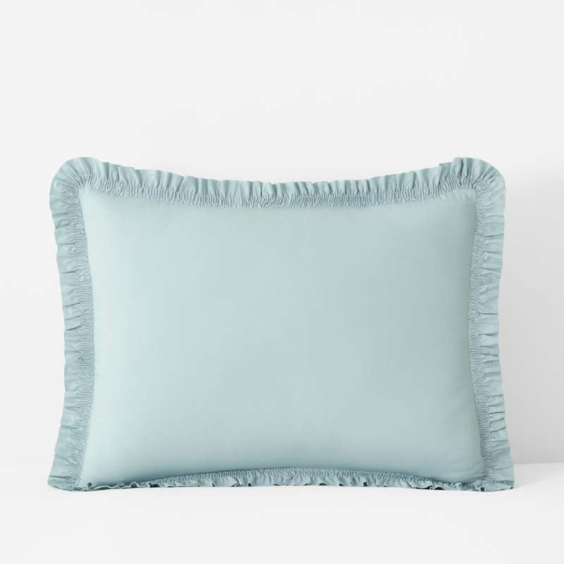 Solid Ruffle Garment Washed Cotton Percale Sham