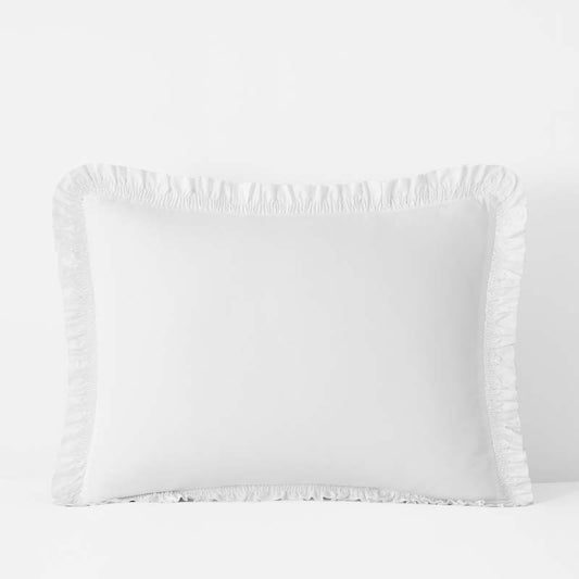 Solid Ruffle Garment Washed Cotton Percale Sham