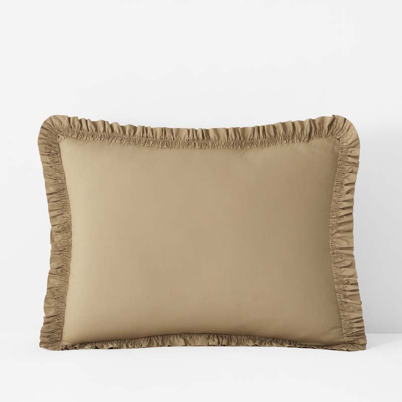 Solid Ruffle Garment Washed Cotton Percale Sham