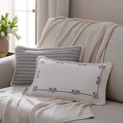 Floral Border Reversible Decorative Lumbar Pillow Cover