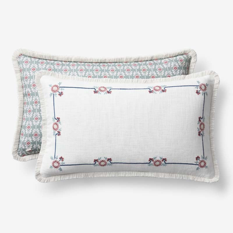Floral Border Reversible Decorative Lumbar Pillow Cover