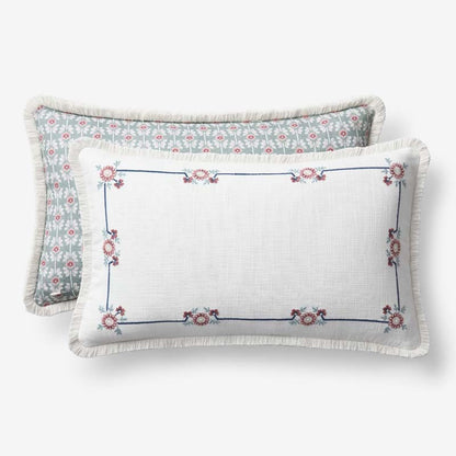 Floral Border Reversible Decorative Lumbar Pillow Cover