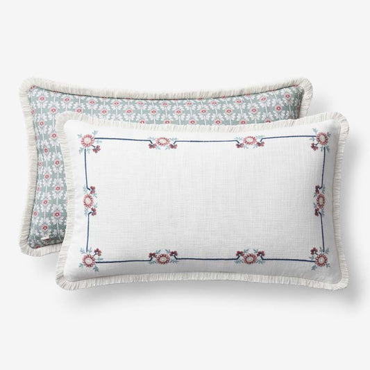 Floral Border Reversible Decorative Lumbar Pillow Cover
