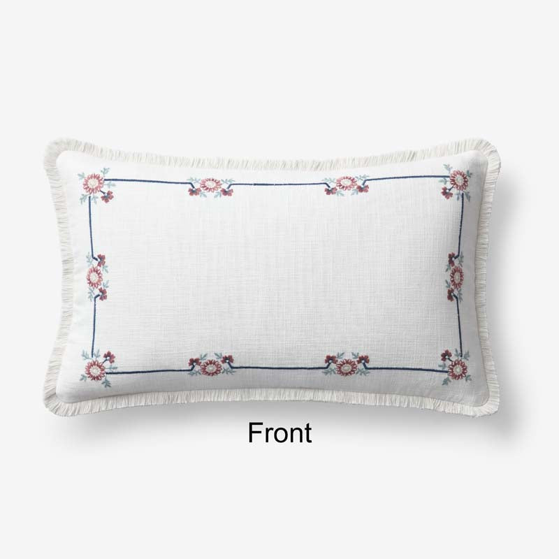 Floral Border Reversible Decorative Lumbar Pillow Cover