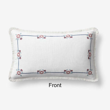 Floral Border Reversible Decorative Lumbar Pillow Cover