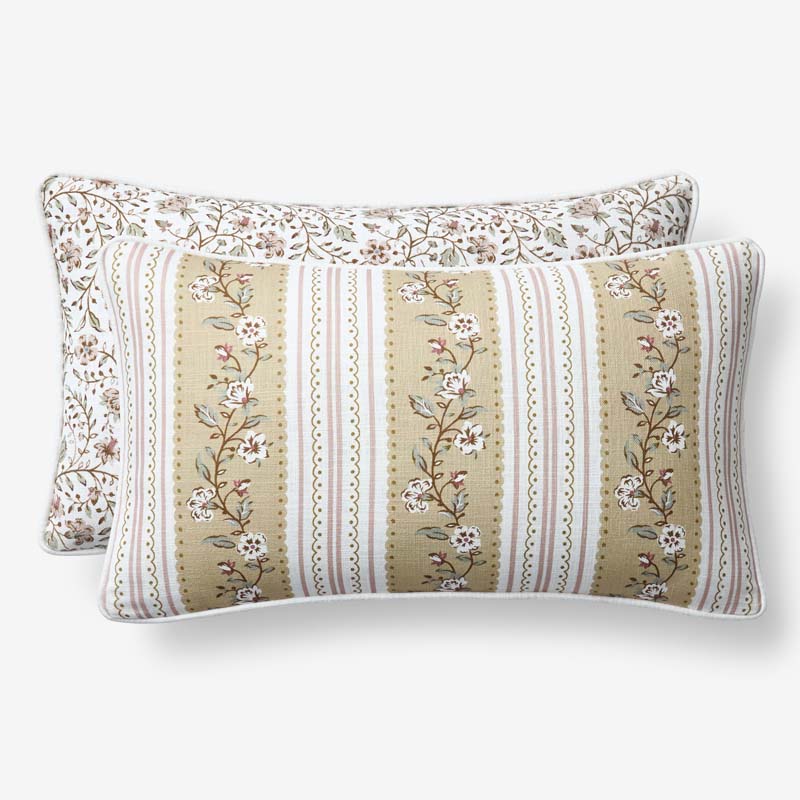 Floral Sprigs Reversible Decorative Lumbar Pillow Cover