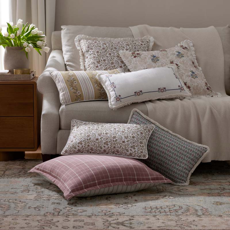 Floral Sprigs Reversible Decorative Lumbar Pillow Cover