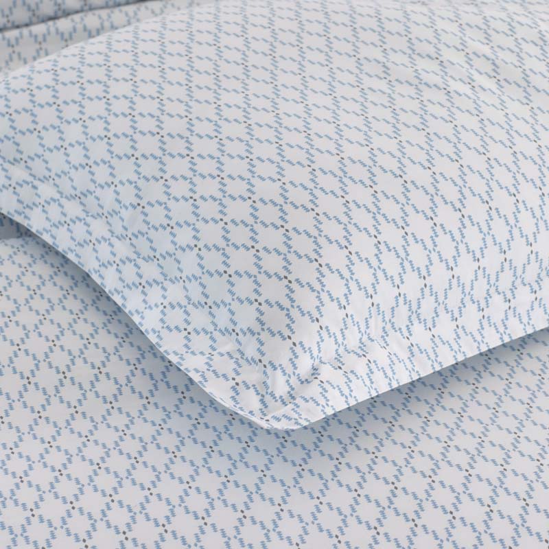 Feliciana Geo Garment Washed Cotton Percale Flat Bed Sheet