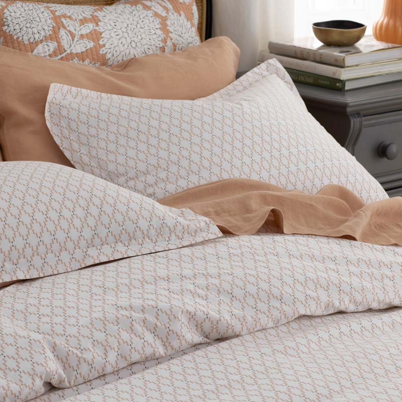 Feliciana Geo Garment Washed Cotton Percale Bed Sheet Set