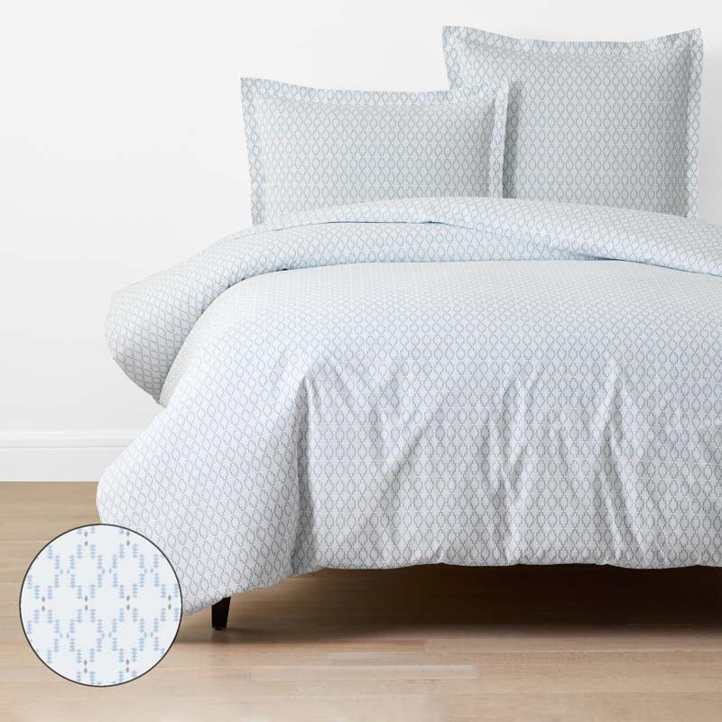 Feliciana Geo Garment Washed Cotton Percale Duvet Cover