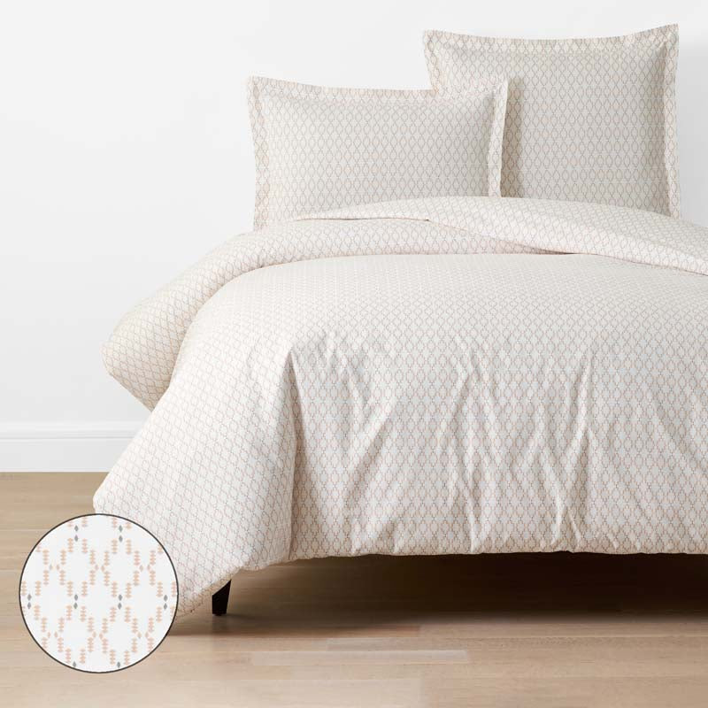 Feliciana Geo Garment Washed Cotton Percale Duvet Cover