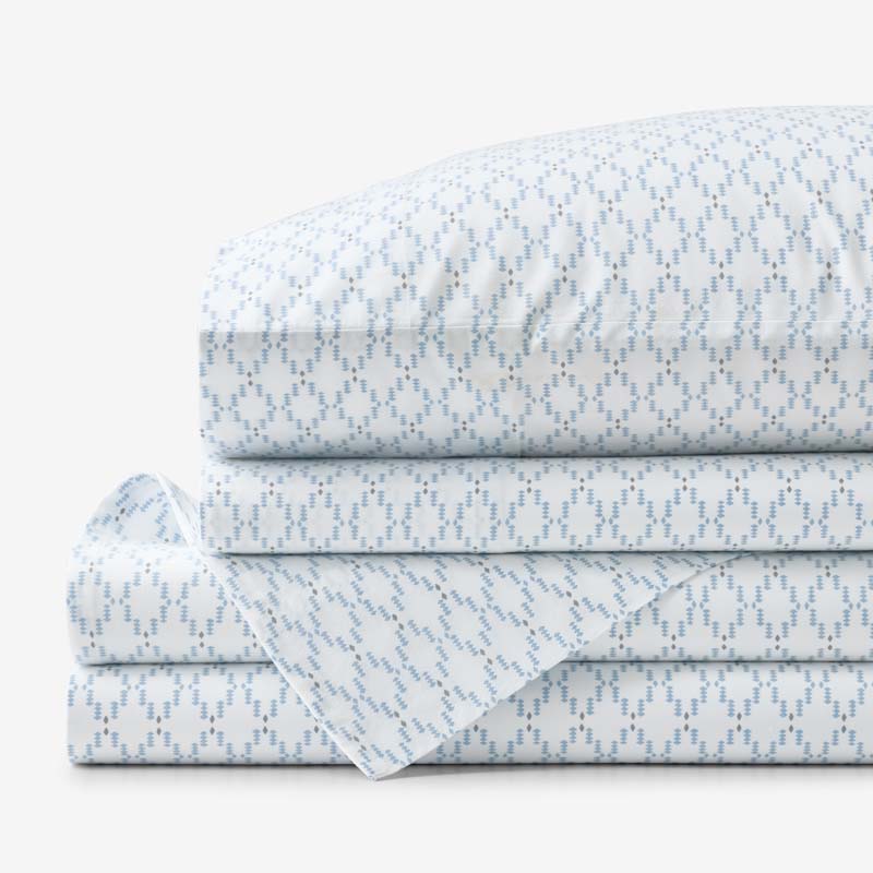 Feliciana Geo Garment Washed Cotton Percale Bed Sheet Set