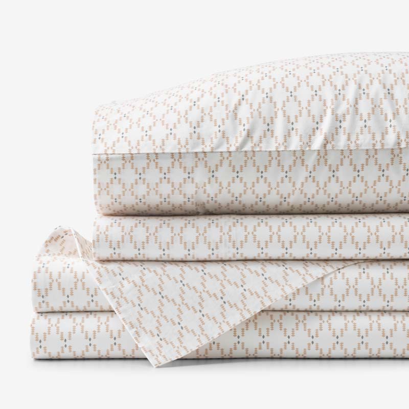 Feliciana Geo Garment Washed Cotton Percale Bed Sheet Set