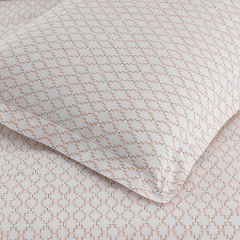 Feliciana Geo Garment Washed Cotton Percale Flat Bed Sheet
