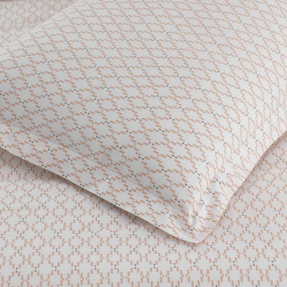 Feliciana Geo Garment Washed Cotton Percale Flat Bed Sheet