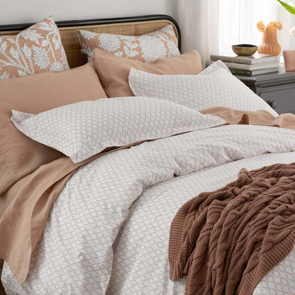 Feliciana Geo Garment Washed Cotton Percale Duvet Cover