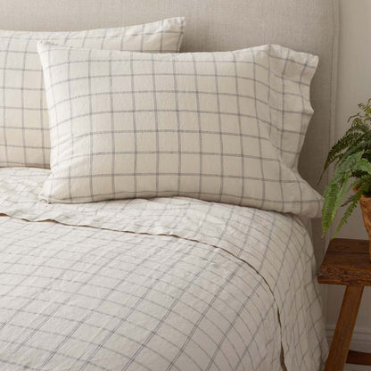 Tailored Stripes and Plaids Premium Breathable Washed Linen Cotton Flat Bed Sheet