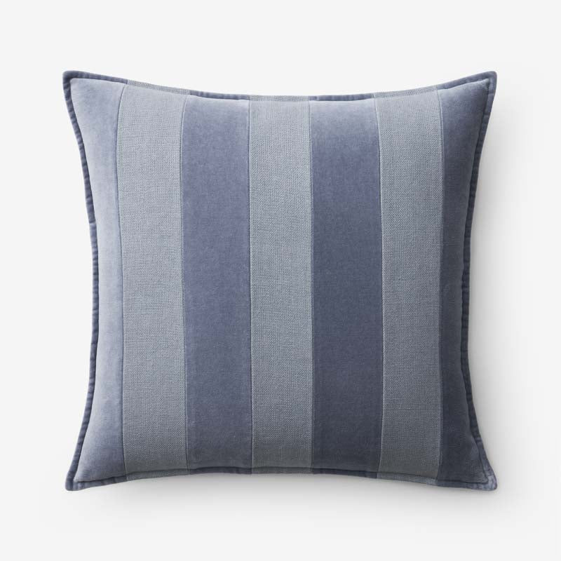 Velvet Linen Stripe Decorative Square Pillow Cover